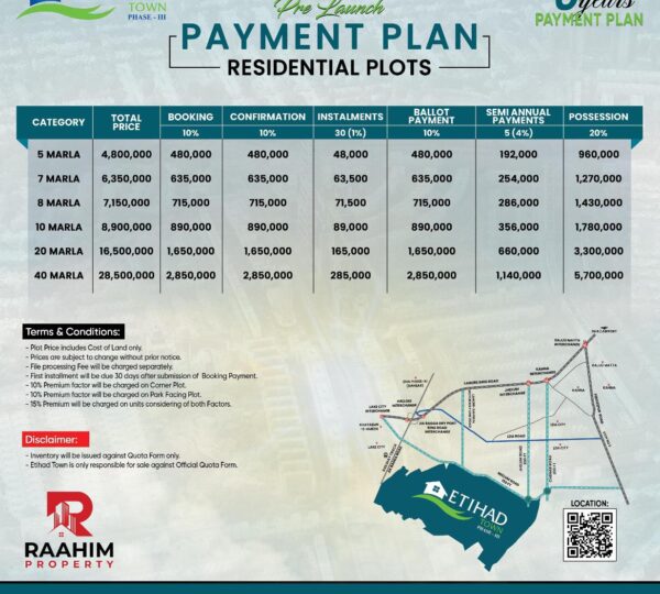 etihad town phase lll 3 years payment plan