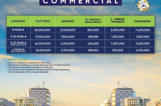 Etihad Town Phase 2 Pine Avenue 8 Marla Commercial Plots Installments